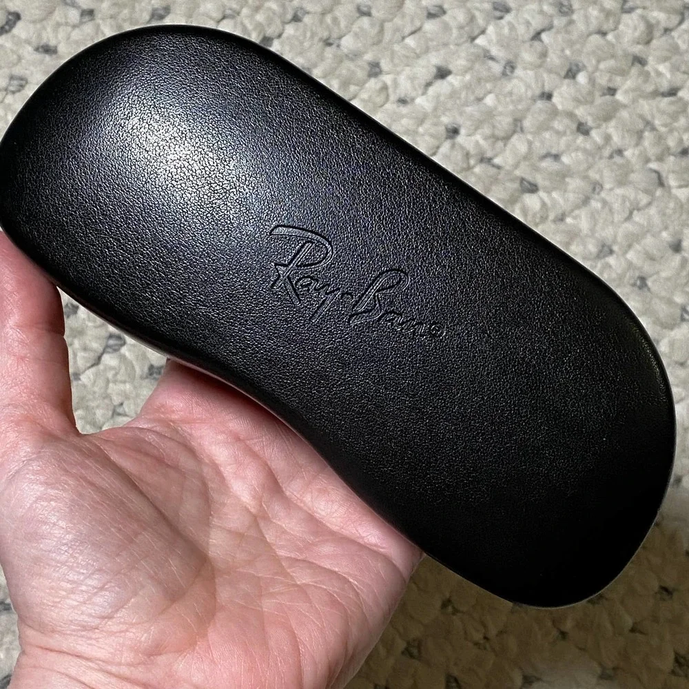 RAY-BAN Black Sunglasses Case + Cleaning Cloth NEW & Authentic